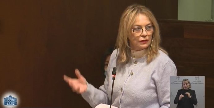 La diputada de IU, Ángela Vallina, durante el Pleno.