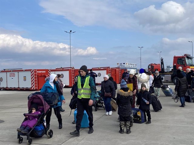 Personas llegadas desde Ucrania a Isaccea, Rumanía