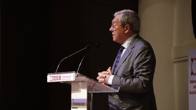 El consejero de Transformación Económica, Industria, Conocimiento y Universidades, Rogelio Velasco, en la jornada empresarial organizada por Cesur