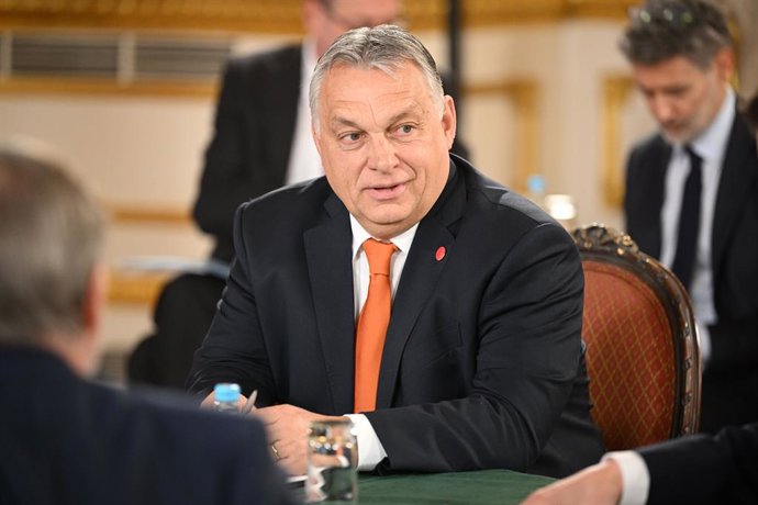 08 March 2022, United Kingdom, London: Hungarian Prime Minister Viktor Orban attends a plenary session of the V4 (Visegrad Group leaders - Poland, Hungary, the Czech Republic and Slovakia) hosted by UK Prime Minister Boris Johnson to discuss Ukraine cri