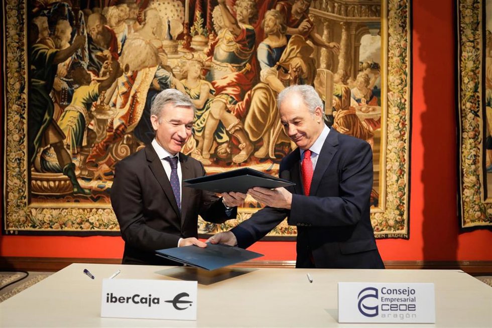 Ibercaja y CEOE Aragón renuevan su acuerdo para impulsar el tejido productivo y el Consejo Empresarial.