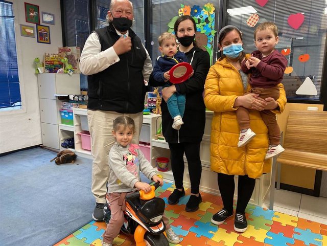 Madres y niños ucranianos en Madrid.