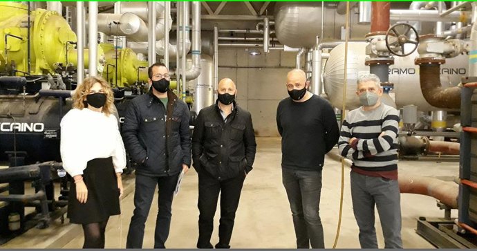 De izquierda a derecha: Isabel Violade (CAT),  José Ángel Aldeondo, Juan Manuel Aldeondo y Fernando Aldeondo (Frigoríficos Falcón) y Jesús Sesma (CAT).