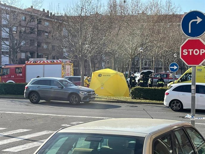 Imagen del atropello en la ciudad, el pasado mes de febrero, que se saldó con una víctima mortal.