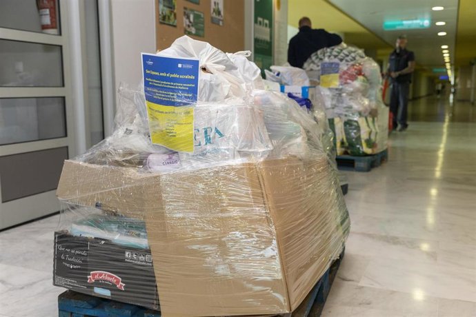 Productos recolectados en Son Espases para entregar al pueblo ucraniano