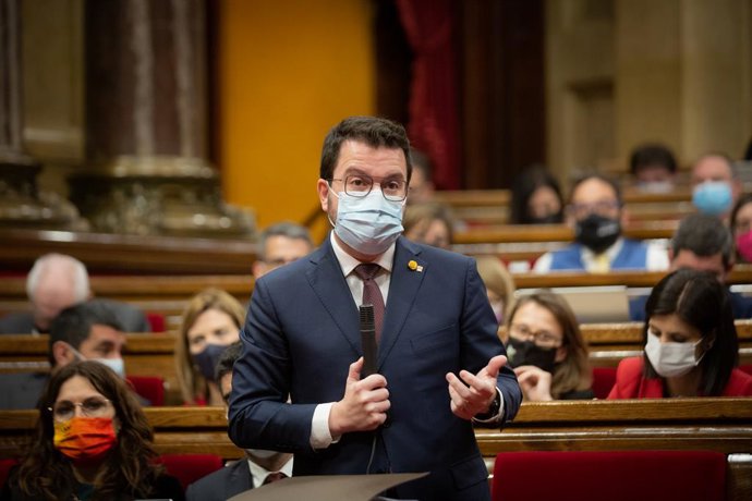 El president de la Generalitat, Pere Aragons, al Parlament de Catalunya