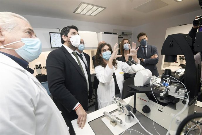 El presidente de la Comunidad, Fernando López Miras, en el nuevo Laboratorio de Reproducción Asistida del Hospital Clínico Universitario Virgen de la Arrixaca de Murcia