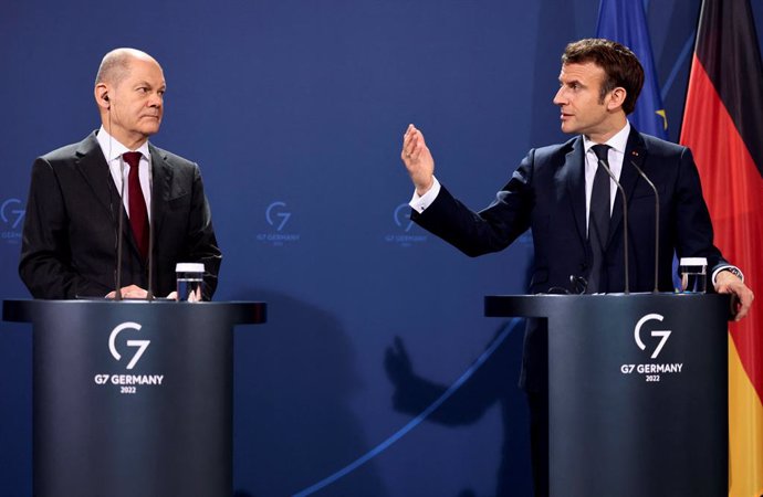 El president de Frana, Emmanuel Macron, i el canceller d'Alemanya, Olaf Scholz