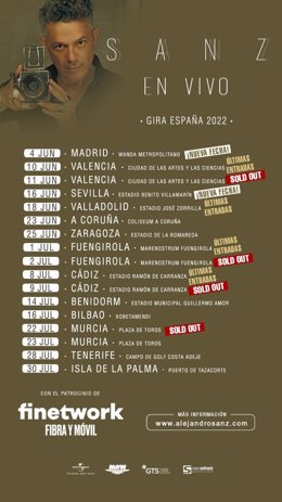 Archivo - Cartel de la gira 'Sanz en vivo' de Alejandro Sanz