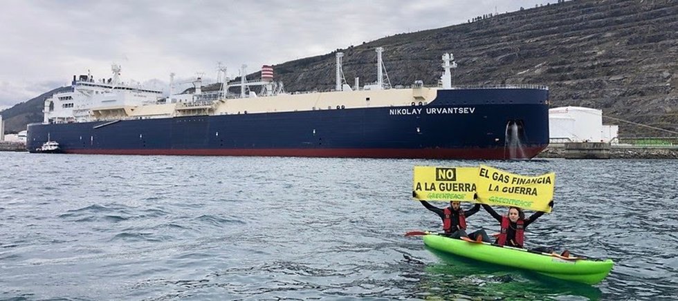 Protesta de Greenpeace contra la guerra de Ucrania