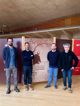 El director del Museu de la Música, Jordi Alomar; el director tcnic de l'Orquestra Simfnica de Barcelona, Joan Cortés; el director d'orquestra Francesc Prat i el comissari de l'exposició 'Tot escoltant Gerhard', Oriol Pérez