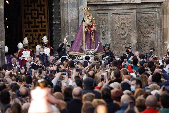 Salida de la Virgen de la Fuensanta, a 10 de marzo de 2022, en Murcia (España).