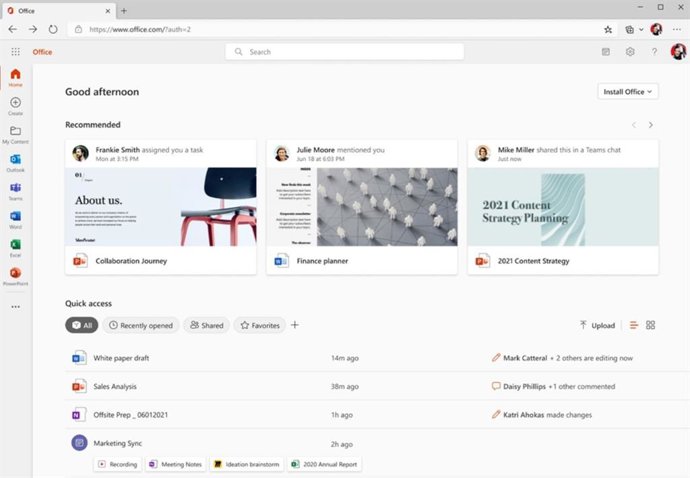 Nueva interfaz de la versión 'online' de Office