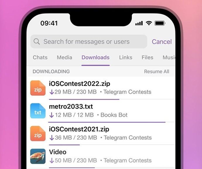 Gestor de descargas en Telegram