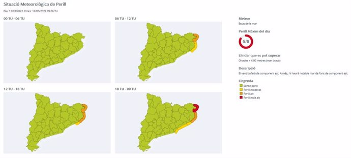 Imagen de la previsión meteorológica para Catalunya