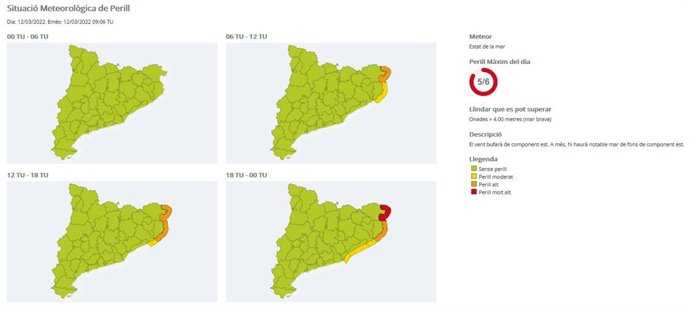Imatge de la previsió meteorolgica per a Catalunya