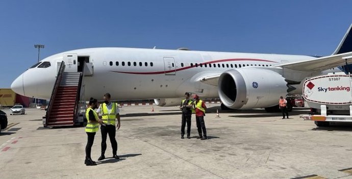 Imatge del vol de Varsvia (Polnia) a Barcelona i Madrid amb més de 220 refugiats ucranesos