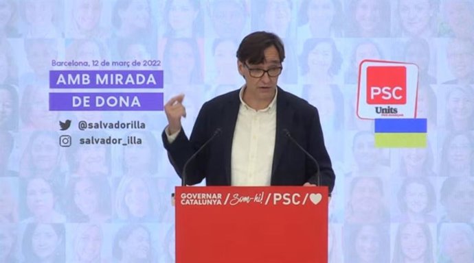 El primer secretari del PSC, Salvador Illa, en la seva intervenció en un acte de partit aquest dissabte.