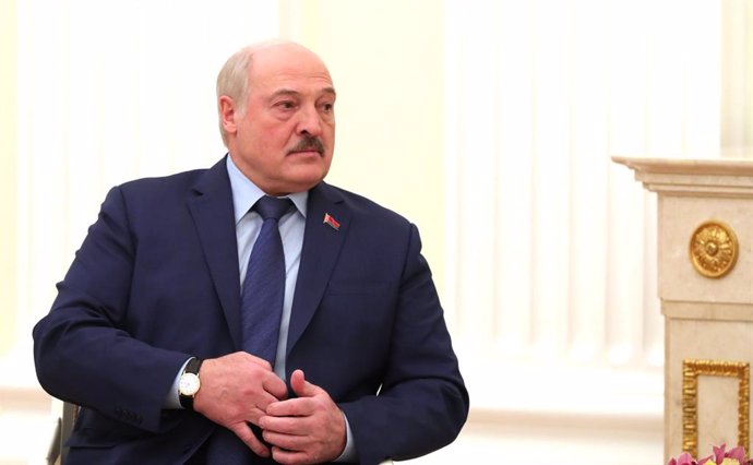 HANDOUT - 11 March 2022, Russia, Moscow: Belarusian President Alexander Lukashenko attends a meeting with Russian President Vladimir Putin (not pictured). Photo: -/Kremlin/dpa - ATTENTION: editorial use only and only if the credit mentioned above is ref