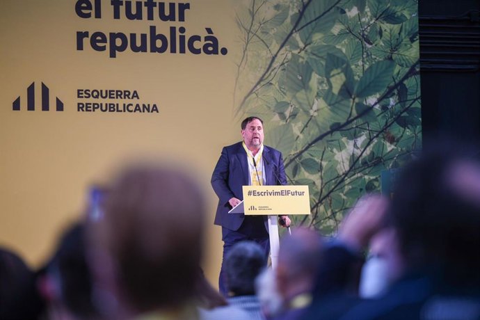 El líder d'ERC, Oriol Junqueras, en el seu discurs en la Conferncia Nacional del partit.