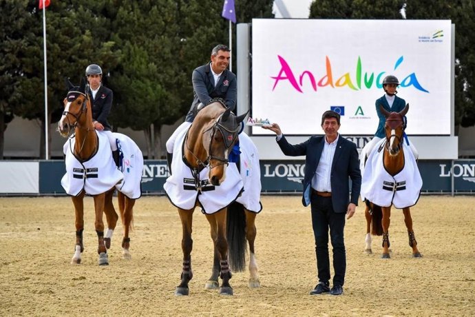 El vicepresidente de la Junta de Andalucía y consejero de Turismo, Regeneración, Justicia y Administración Local, Juan Marín, en la 'Sunshine Tour'.