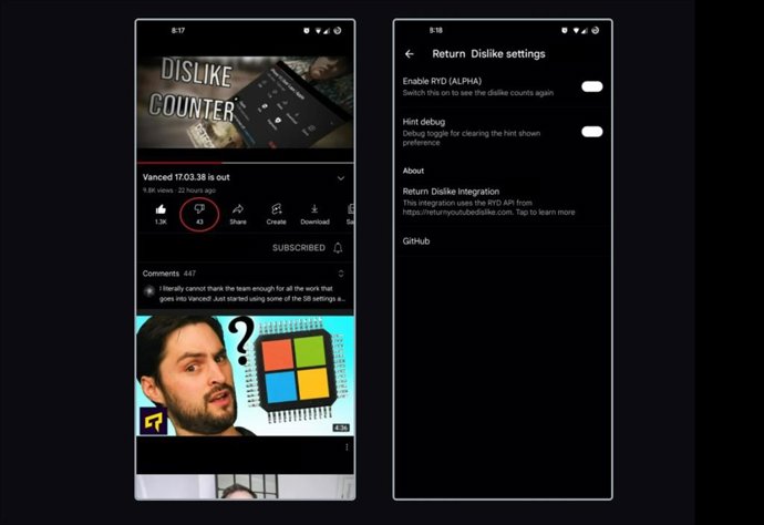 Captura de la aplicación Vanced
