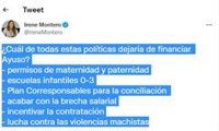 Montero pregunta a Ayuso qué políticas de Igualdad dejaría de financiar