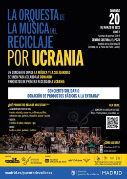 La orquesta 'La Música del Reciclaje'' ofrecerá el 20 de marzo un concierto en beneficio de los afectados por la guerra en Ucrania