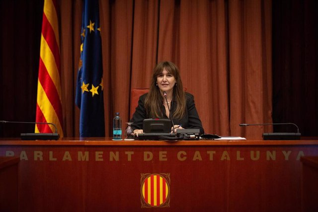 Archivo - La presidenta del Parlament, Laura Borràs, en la apertura de la Jornada Europea del Consell Català del Moviment Europeu, a 31 de enero de 2022, en el Parlament de Catalunya.