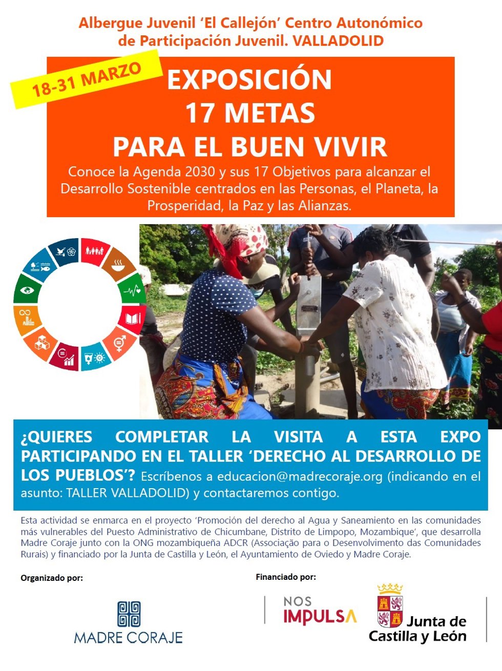Cartel anunciador de la exposición organizada por Madre Coraje y la Junta.