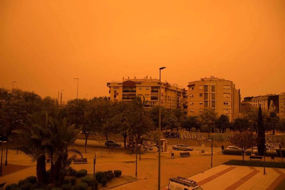Calima en Murcia, a 14 de marzo de 2022.