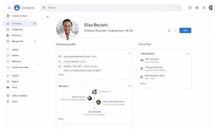 Captura de Google Contactos
