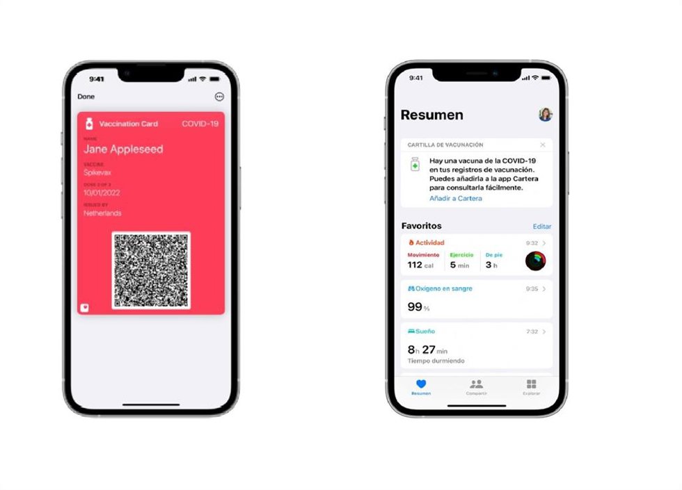 Ya es posible almacenar historiales de vacunación y otros datos del Covid-19 en las 'apps' Wallet y Salud