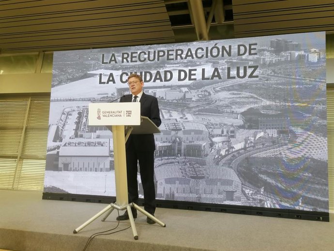 Ximo Puig anuncia en Alicante que La Generalitat recupera el control "total" de Ciudad de la Luz tras recibir el visto bueno de Bruselas