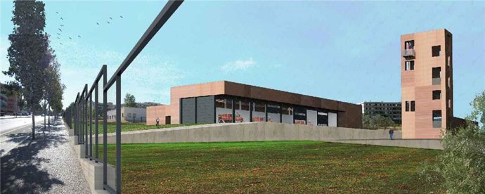 Infografía del futuro parque de bomberos de Antequera (Málaga) que construye la Diputación