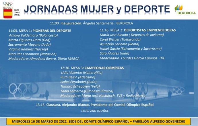 Ibedrola y el COE organizan una jornada de Mujer y Deporte este miércoles en la sede del organismo olímpico en Madrid.