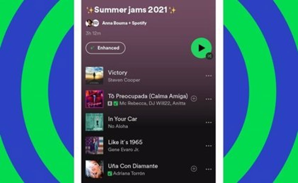 Captura de una 'playlist' de la aplicación