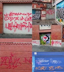 Pintadas realizadas por el grafitero denunciado en Valladolid.