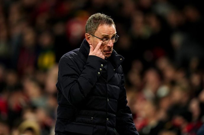 15 March 2022, United Kingdom, Manchester: Manchester United manager Ralf Rangnick during the UEFA Champions League round of sixteen second leg soccer match between Manchester United and Atletico Madrid at Old Trafford. Photo: Martin Rickett/PA Wire/dpa