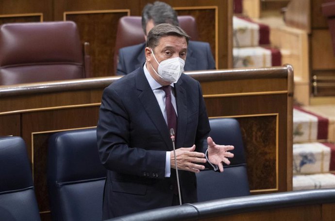 El ministro de Agricultura, Pesca y Alimentación, Luis Planas, en una sesión plenaria, en el Congreso de los Diputados 