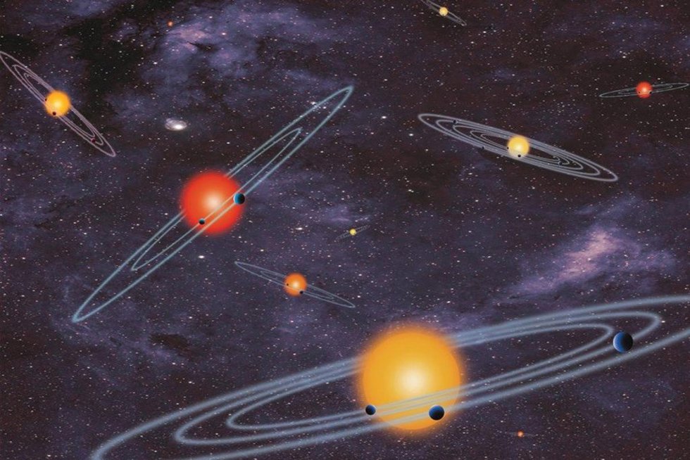 Entre miles de exoplanetas conocidos, los astrónomos del MIT han señalado tres que en realidad son estrellas. En la foto, la interpretación de un artista de las estrellas y los planetas.