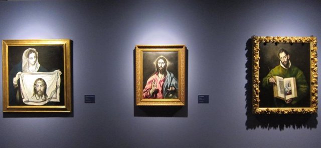 Algunas de las obras que se pueden ver en la exposición 'El Greco. Los pasos de un genio', en el Museo Goya Ibercaja.
