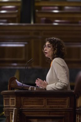 La ministra de Hacienda y Función Pública, María Jesús Montero, interviene en una sesión plenaria, en el Congreso 
