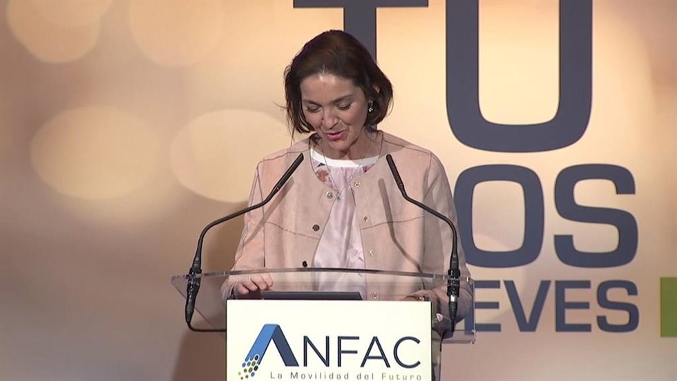 La ministra de Industria, Comercio y Turismo, Reyes Maroto, en su intervención en el Foro de Anfac.