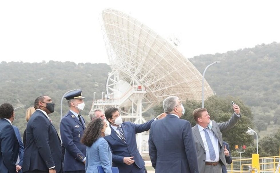 El Rey Felipe VI durante la inauguración oficial de la nueva antena en el Madrid Deep Space Communications Complex (MDSCC) de la NASA, en la localidad madrileña de Robledo de Chavela