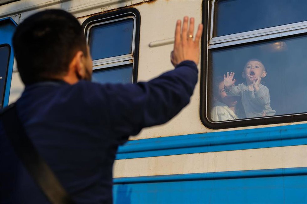 Refugiados ucranianos en Leópolis. 