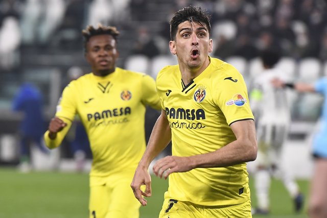 Gerard Moreno celebra el 1-0 del Villarreal frente a la Juventus