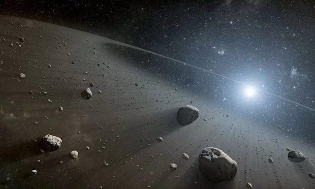 Ilustración de un artista del cinturón de asteroides.