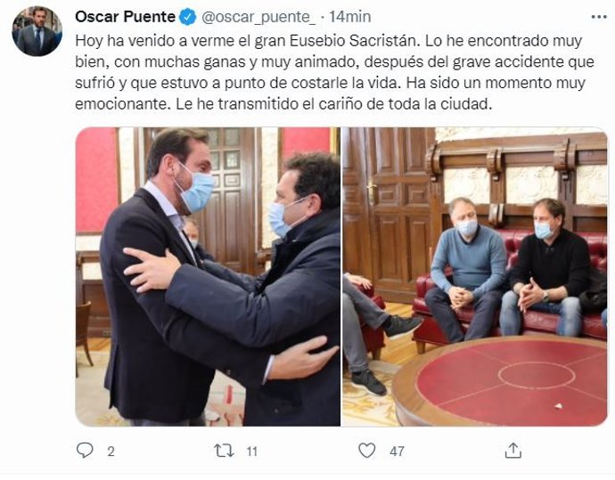 El alcalde de Valladolid explica su encuentro con el exfutbolista Eusebio Sacristán.