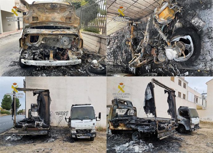 Imagen de los vehículos calcinados